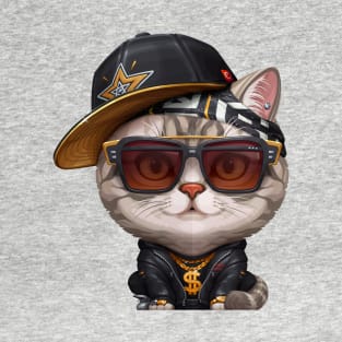 Silver Tabby Cat Hip-Hop Super Star T-Shirt